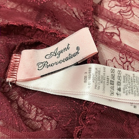 Agent Provocateur Liv Burgundy Set Size 3 - Picture 6 of 7